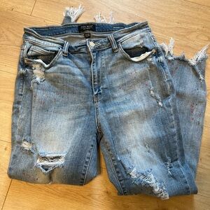 Colored paint splatter Judy Blue jeans 11:30 boyfriend fit